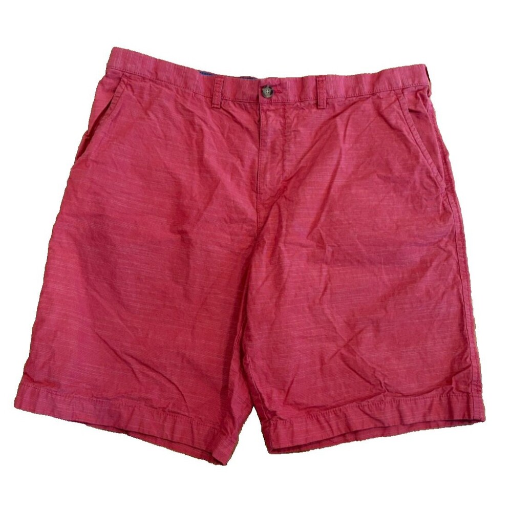 TOMMY HILFIGER Shorts Mens Size 40 Red Chino Casual Flat Front Cotton Preppy EUC
